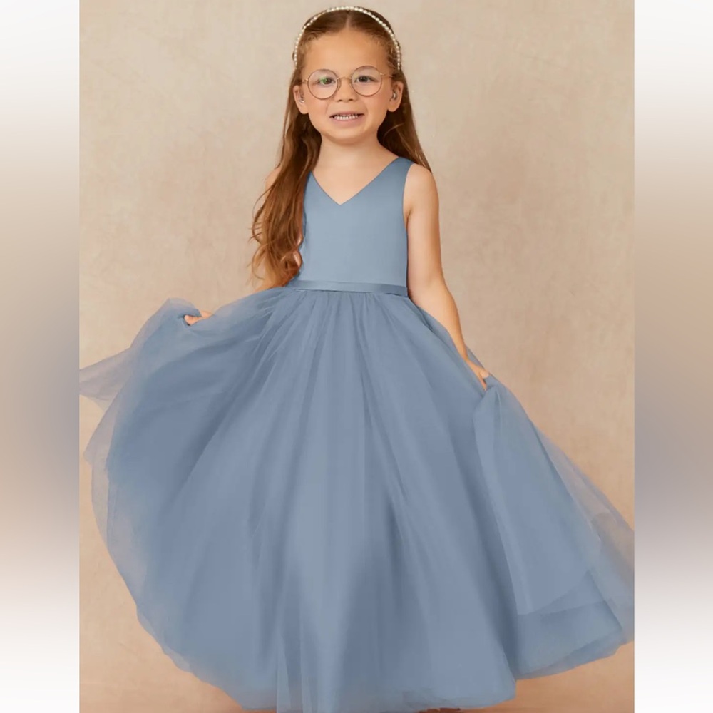 Flower girl dusty blue dress